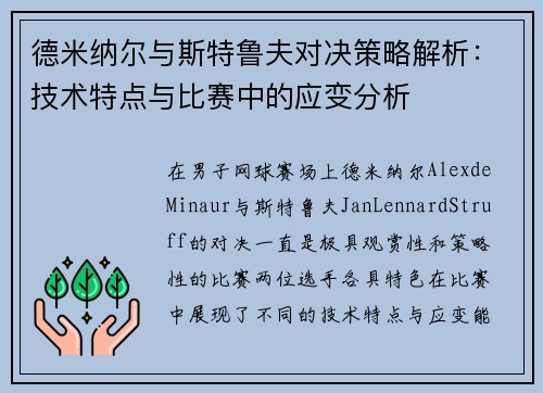 德米纳尔与斯特鲁夫对决策略解析：技术特点与比赛中的应变分析